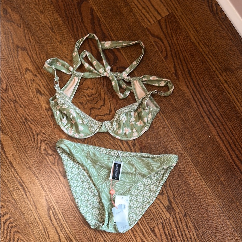 MINKPINK Green Floral Bikini Set
